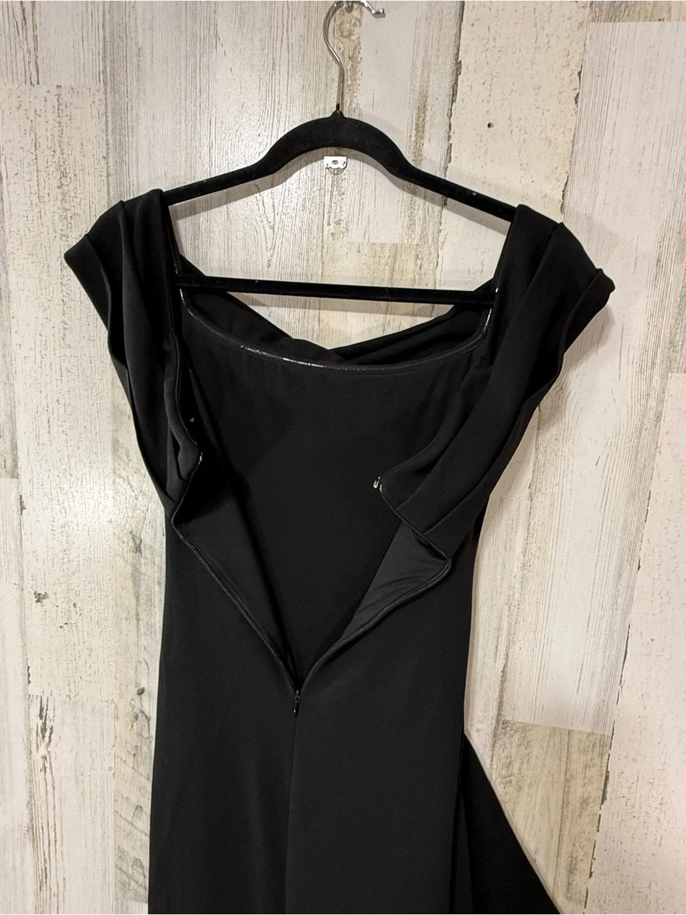 Babyboo Sexy Gown One-Shoulder Black Draped Evening Dress High Front Slit